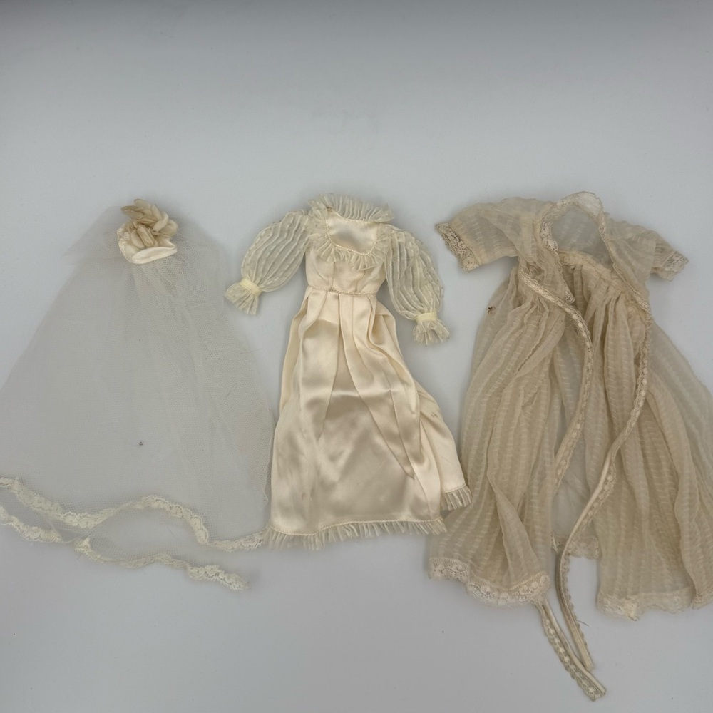 Vintage Barbie/Clone‎ Wedding Dress, Tulle Overlay And Veil